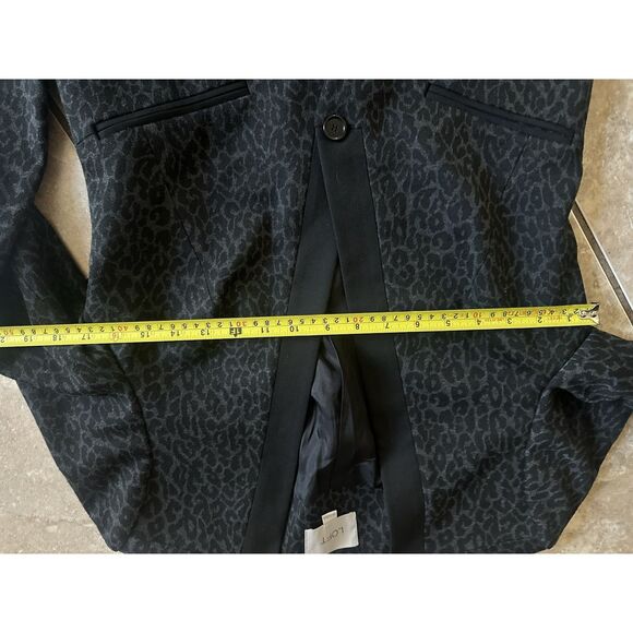 LOFT 6 Animal Print Lined Short Blazer Jacket Black Grey - Picture 5 of 5
